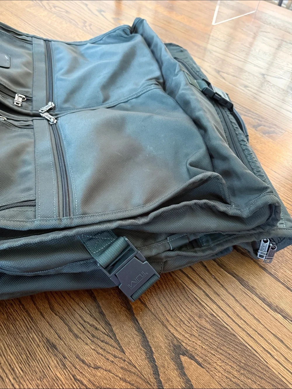 Tumi Olive Green Convertible Briefcase Duffle with Shoulder Strap